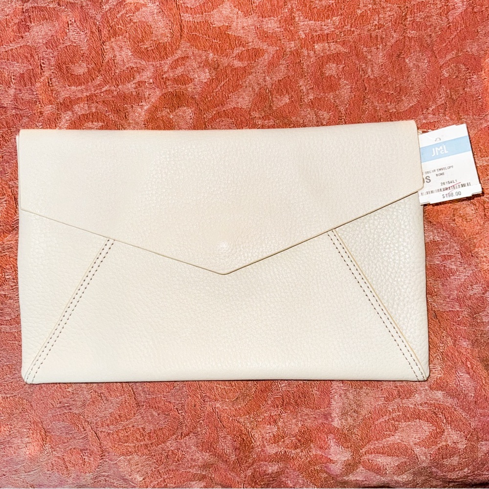 J McLaughlin Oscar Envelope Clutch NWT | Bone Color | Tan Designer Clutch